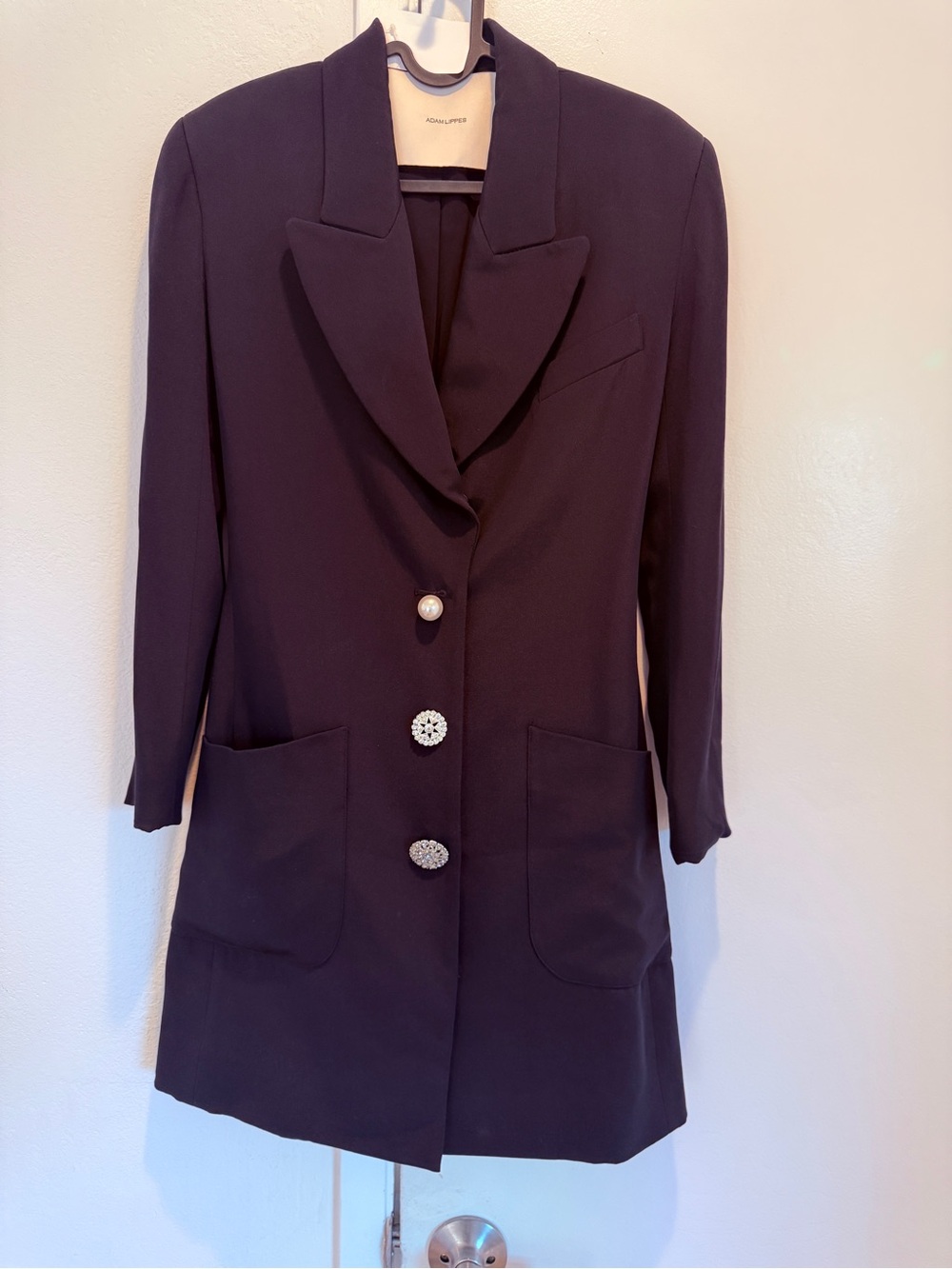 Adam Lippes Plum Long Blazer with Statement Buttons